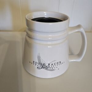 Eddie Bauer White Ceramic Travel Logo Mug with Eagle Graphic